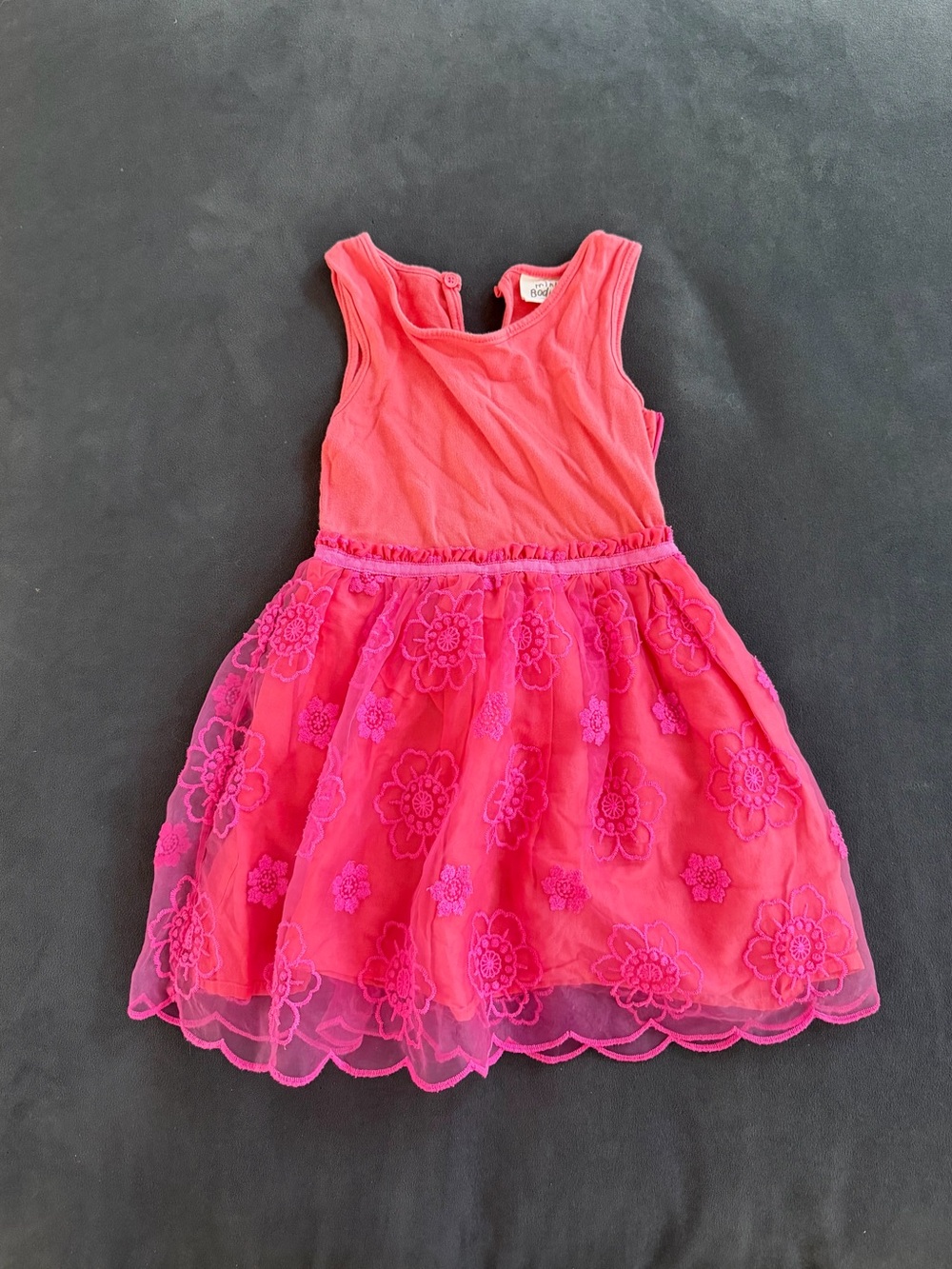 Mini Boden Bright Pink Floral Lace Tulle Dress